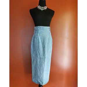 VINTAGE Denim Midi Skirt